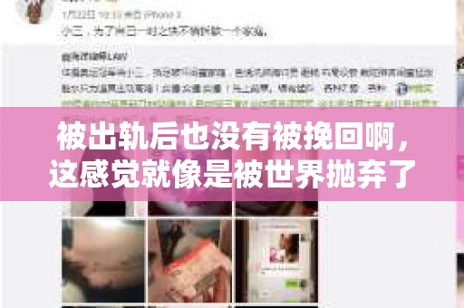 被出轨后也没有被挽回啊，这感觉就像是被世界抛弃了一样。我曾经也经历过这样的事情，那种心如刀割的痛，至今仍记忆犹新。今天，我想和大家聊聊这个话题，希望能给那些正在经历或者曾经经历过类似痛苦的人一些安慰和帮助。