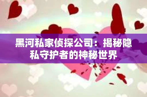 黑河私家侦探公司：揭秘隐私守护者的神秘世界