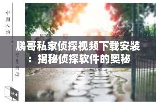 鹏哥私家侦探视频下载安装：揭秘侦探软件的奥秘