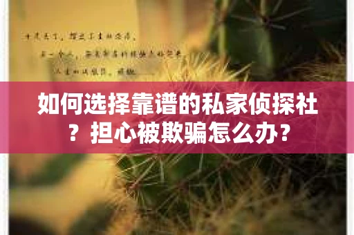 如何选择靠谱的私家侦探社？担心被欺骗怎么办？